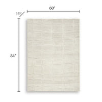 Malvin Medium Area Rug, Abstract Sandstone Cream, Polyester Faux Fur, 5x7 - BM355656