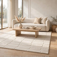 Malvin Medium Area Rug, Abstract Sandstone Cream, Polyester Faux Fur, 5x7 - BM355656