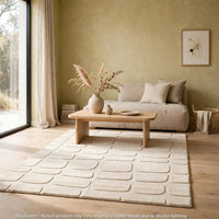 Malvin Medium Area Rug, Abstract Sandstone Cream, Polyester Faux Fur, 5x7 - BM355656