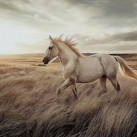 Tiya Wall Art Painting, Wild Horse Galloping Glass Print, Golden 36x48 - BM355657
