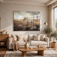 Tiya Wall Art Painting, Wild Horse Galloping Glass Print, Golden 36x48 - BM355657