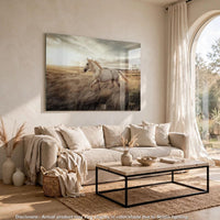 Tiya Wall Art Painting, Wild Horse Galloping Glass Print, Golden 36x48 - BM355657
