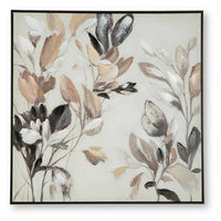 Repy Wall Art Painting, Botanical Floral Tan Brown, Black Frame, 40x40 - BM355658