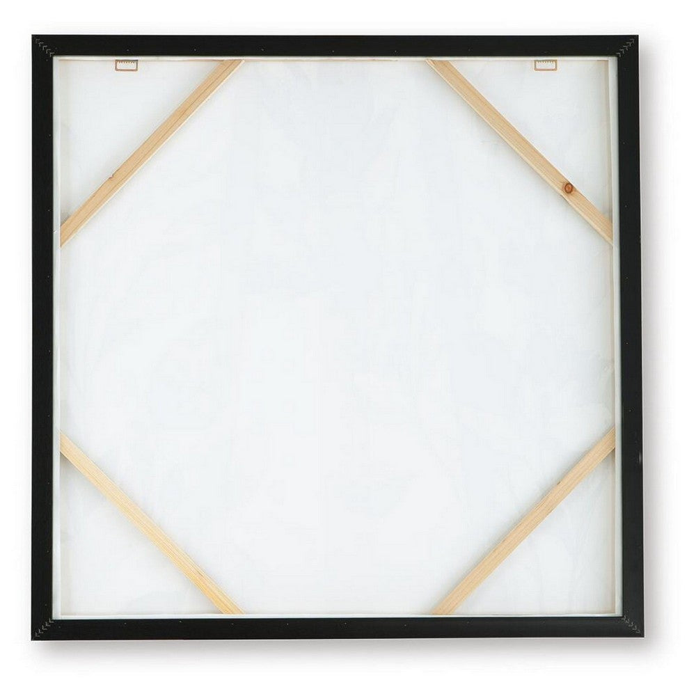 Repy Wall Art Painting, Botanical Floral Tan Brown, Black Frame, 40x40 - BM355658