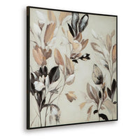 Repy Wall Art Painting, Botanical Floral Tan Brown, Black Frame, 40x40 - BM355658
