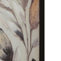 Repy Wall Art Painting, Botanical Floral Tan Brown, Black Frame, 40x40 - BM355658