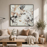 Repy Wall Art Painting, Botanical Floral Tan Brown, Black Frame, 40x40 - BM355658