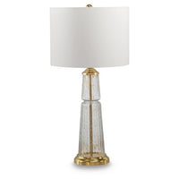 Bepy Table Lamp, Fluted Glass Gold Tone Flecks, White Drum Shade, 34 Inch-BM355659