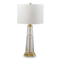 Bepy Table Lamp, Fluted Glass Gold Tone Flecks, White Drum Shade, 34 Inch-BM355659