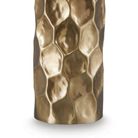Mepy Table Lamp, Gold Metal Hammered Base, White Drum Shade, 34 Inch-BM355660