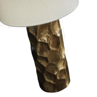 Mepy Table Lamp, Gold Metal Hammered Base, White Drum Shade, 34 Inch-BM355660