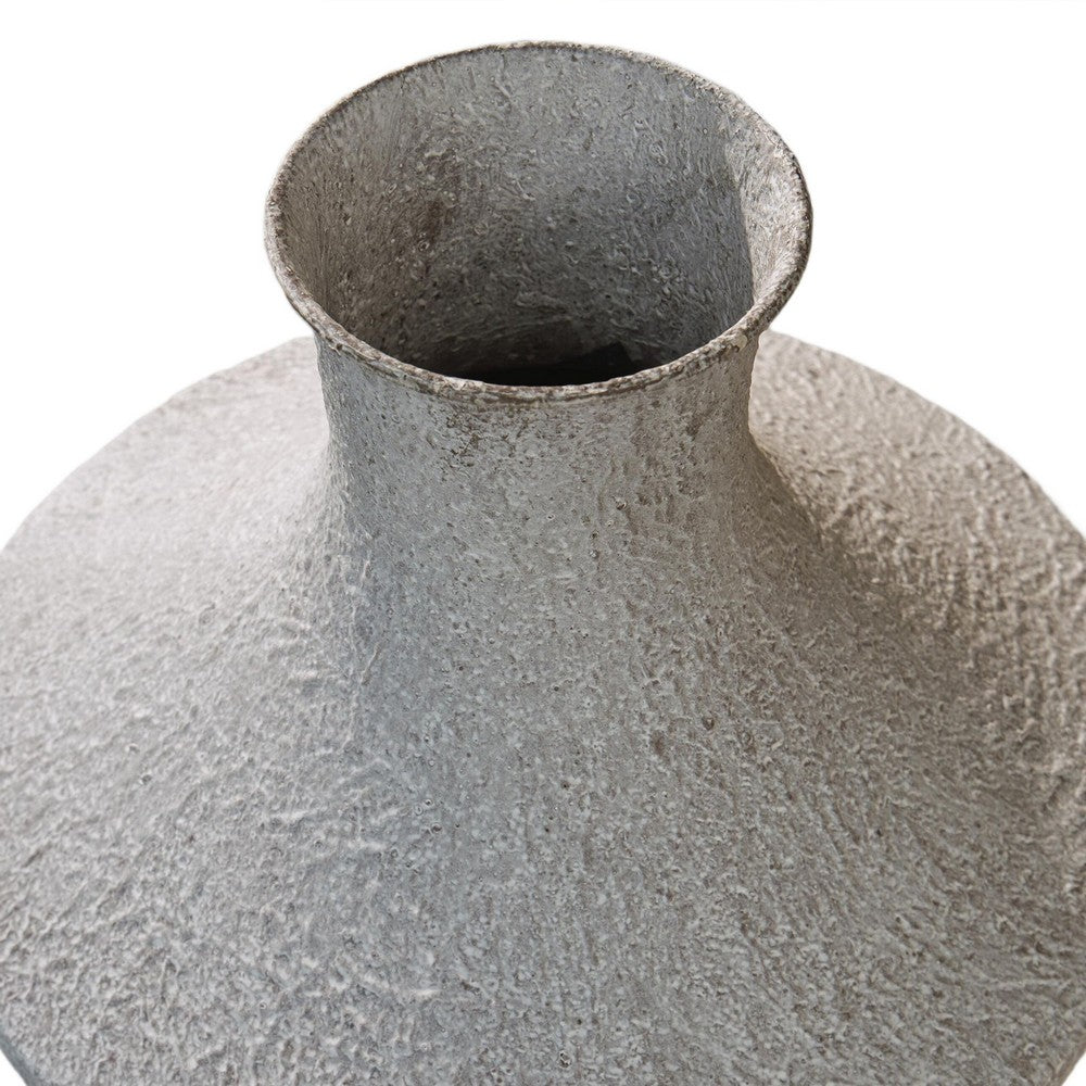 Esta Pottery Style Vase w Stand, Distressed Cream, Espresso Brown 35 Inch - BM355661