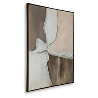 Jepy Wall Art Painting, Abstract Brown Tan White Tones, Black Frame, 40x50 - BM355662