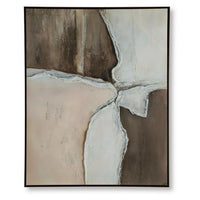 Jepy Wall Art Painting, Abstract Brown Tan White Tones, Black Frame, 40x50 - BM355662