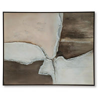 Jepy Wall Art Painting, Abstract Brown Tan White Tones, Black Frame, 40x50 - BM355662