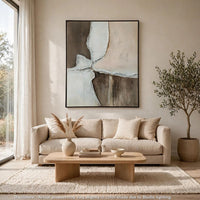 Jepy Wall Art Painting, Abstract Brown Tan White Tones, Black Frame, 40x50 - BM355662