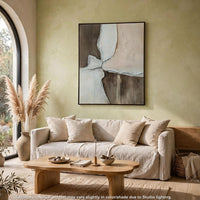Jepy Wall Art Painting, Abstract Brown Tan White Tones, Black Frame, 40x50 - BM355662
