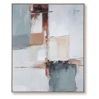 Kepy Wall Art Painting, Abstract Muted Gray, Light Brown Frame, 40x50 - BM355663