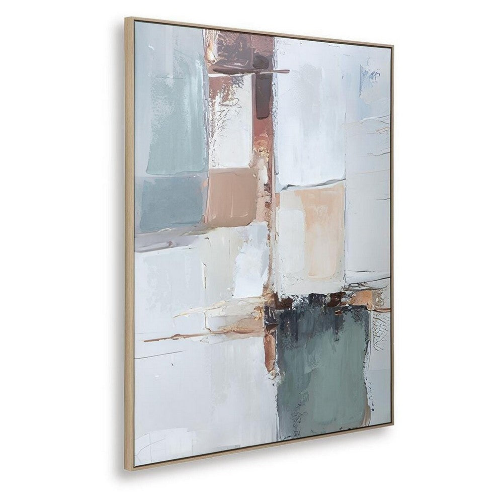 Kepy Wall Art Painting, Abstract Muted Gray, Light Brown Frame, 40x50 - BM355663