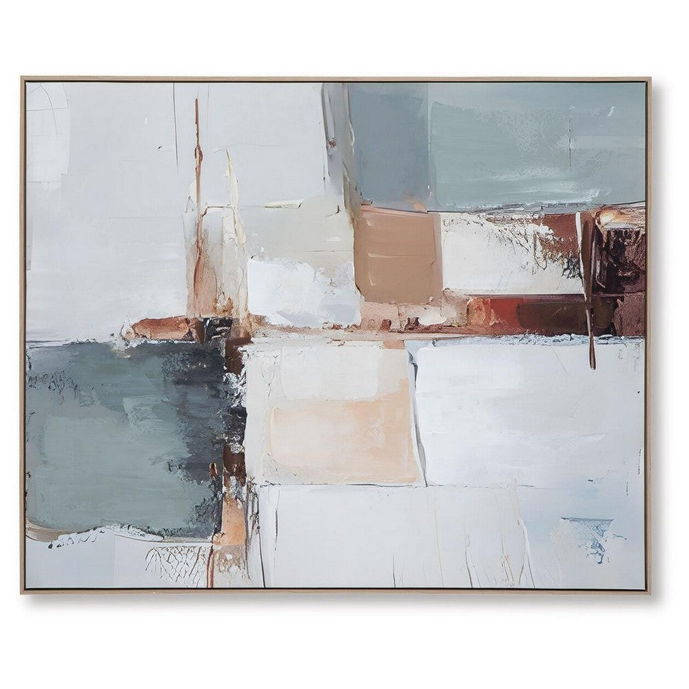 Kepy Wall Art Painting, Abstract Muted Gray, Light Brown Frame, 40x50 - BM355663