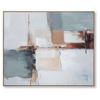Kepy Wall Art Painting, Abstract Muted Gray, Light Brown Frame, 40x50 - BM355663