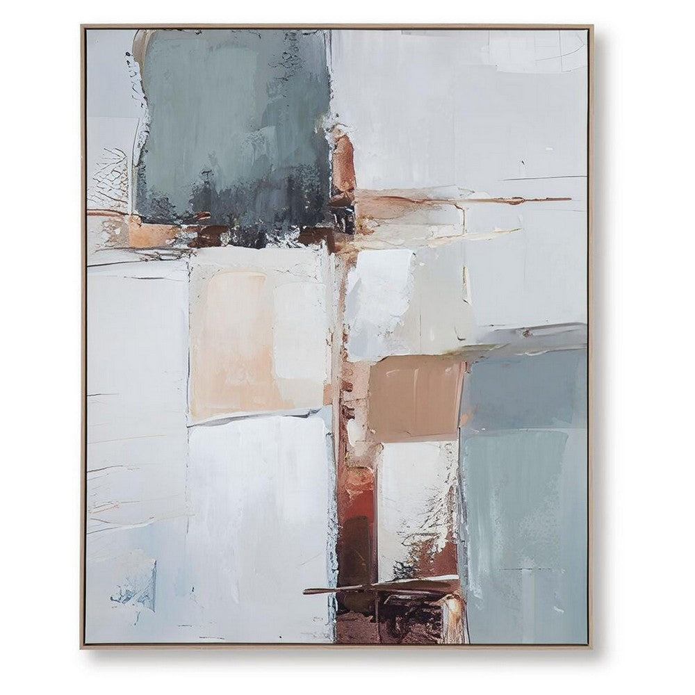 Kepy Wall Art Painting, Abstract Muted Gray, Light Brown Frame, 40x50 - BM355663