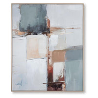 Kepy Wall Art Painting, Abstract Muted Gray, Light Brown Frame, 40x50 - BM355663