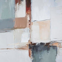 Kepy Wall Art Painting, Abstract Muted Gray, Light Brown Frame, 40x50 - BM355663