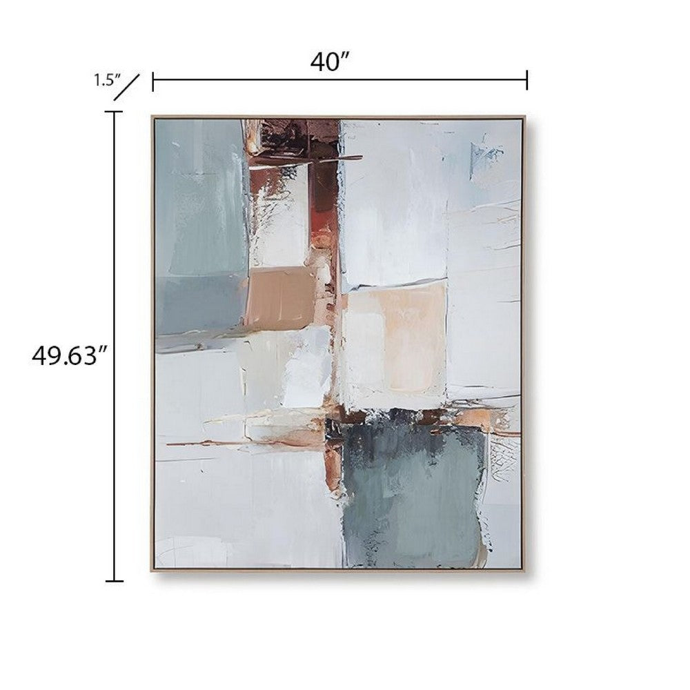 Kepy Wall Art Painting, Abstract Muted Gray, Light Brown Frame, 40x50 - BM355663