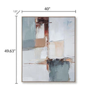 Kepy Wall Art Painting, Abstract Muted Gray, Light Brown Frame, 40x50 - BM355663