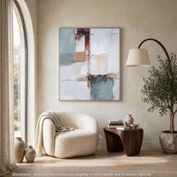 Kepy Wall Art Painting, Abstract Muted Gray, Light Brown Frame, 40x50 - BM355663