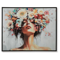 Lepy Wall Art Painting, Floral Headdress Portrait, Black Frame, 40x50  - BM355664