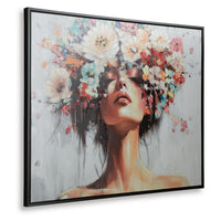 Lepy Wall Art Painting, Floral Headdress Portrait, Black Frame, 40x50  - BM355664