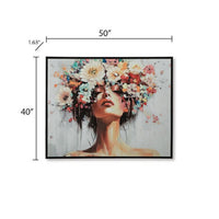 Lepy Wall Art Painting, Floral Headdress Portrait, Black Frame, 40x50  - BM355664