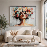 Lepy Wall Art Painting, Floral Headdress Portrait, Black Frame, 40x50  - BM355664