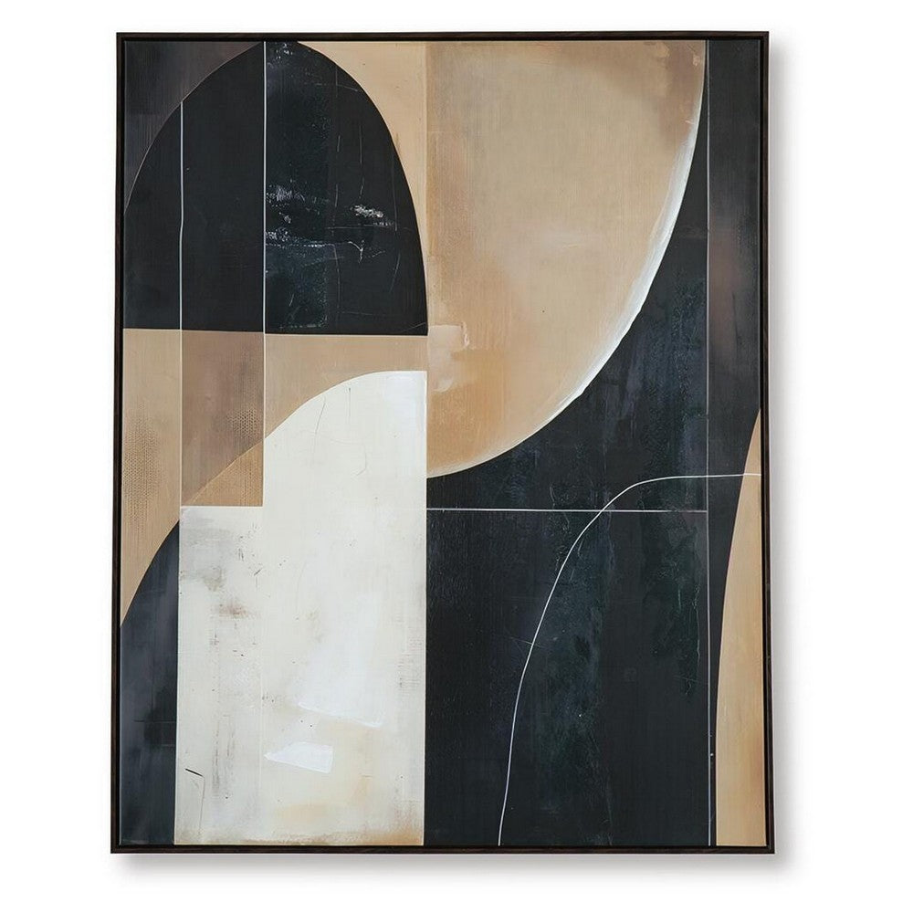 Eyna Modern Wall Painting. Abstract Geometric Black Brown Tan, 40x50 -BM355665