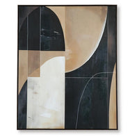 Eyna Modern Wall Painting. Abstract Geometric Black Brown Tan, 40x50 -BM355665