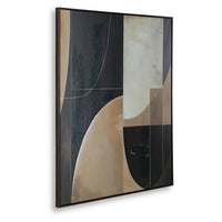 Eyna Modern Wall Painting. Abstract Geometric Black Brown Tan, 40x50 -BM355665