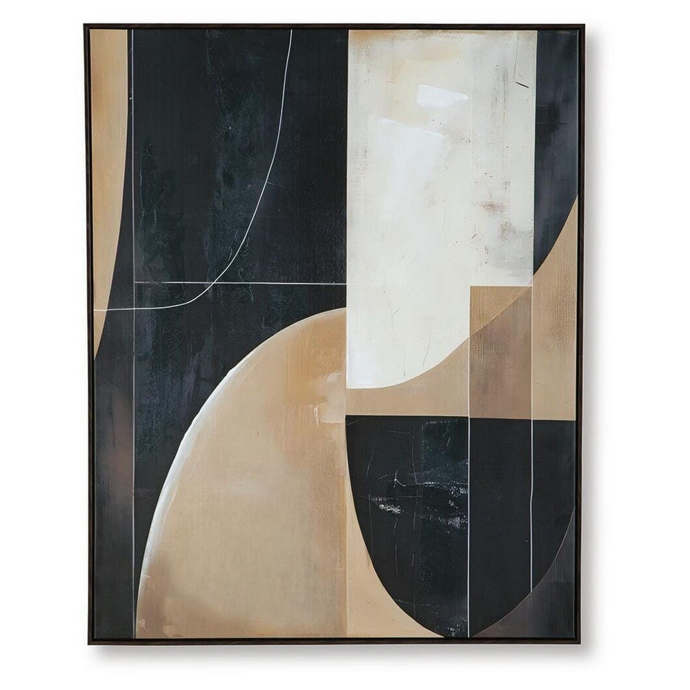 Eyna Modern Wall Painting. Abstract Geometric Black Brown Tan, 40x50 -BM355665