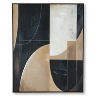 Eyna Modern Wall Painting. Abstract Geometric Black Brown Tan, 40x50 -BM355665