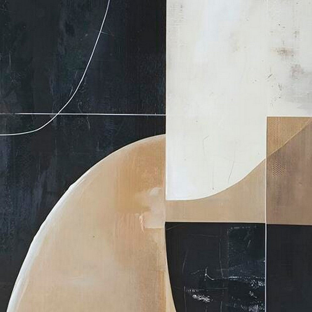 Eyna Modern Wall Painting. Abstract Geometric Black Brown Tan, 40x50 -BM355665