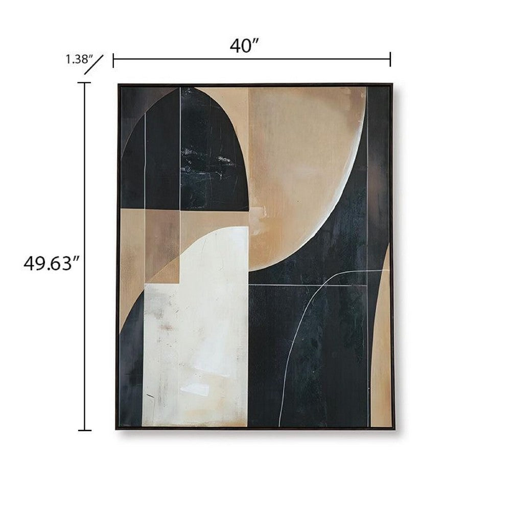 Eyna Modern Wall Painting. Abstract Geometric Black Brown Tan, 40x50 -BM355665
