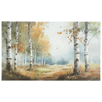 Lyna Wall Art Painting, Birch Forest Landscape, Yellow, Blue Brown36x60 - BM355666