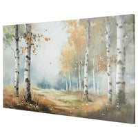 Lyna Wall Art Painting, Birch Forest Landscape, Yellow, Blue Brown36x60 - BM355666