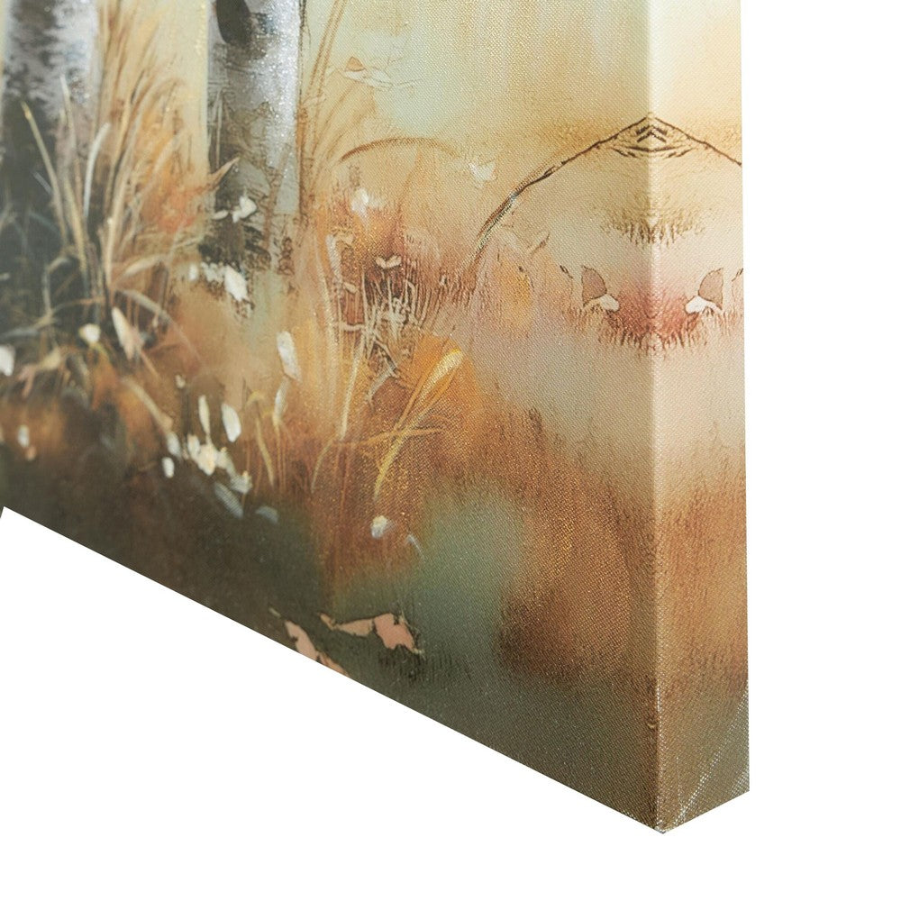 Lyna Wall Art Painting, Birch Forest Landscape, Yellow, Blue Brown36x60 - BM355666