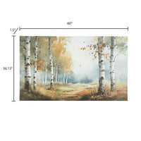 Lyna Wall Art Painting, Birch Forest Landscape, Yellow, Blue Brown36x60 - BM355666
