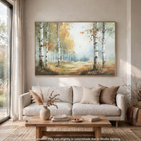 Lyna Wall Art Painting, Birch Forest Landscape, Yellow, Blue Brown36x60 - BM355666