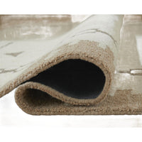 Dotty Medium Area Rug, Taupe Geometric Border Design, Cream Wool 5 x 7-BM355667