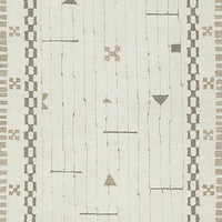 Dotty Medium Area Rug, Taupe Geometric Border Design, Cream Wool 5 x 7-BM355667