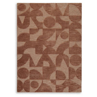 Perry Hand-Tufted Medium Area Rug with Geometric Design, Clay Polyester 5x7-BM355669